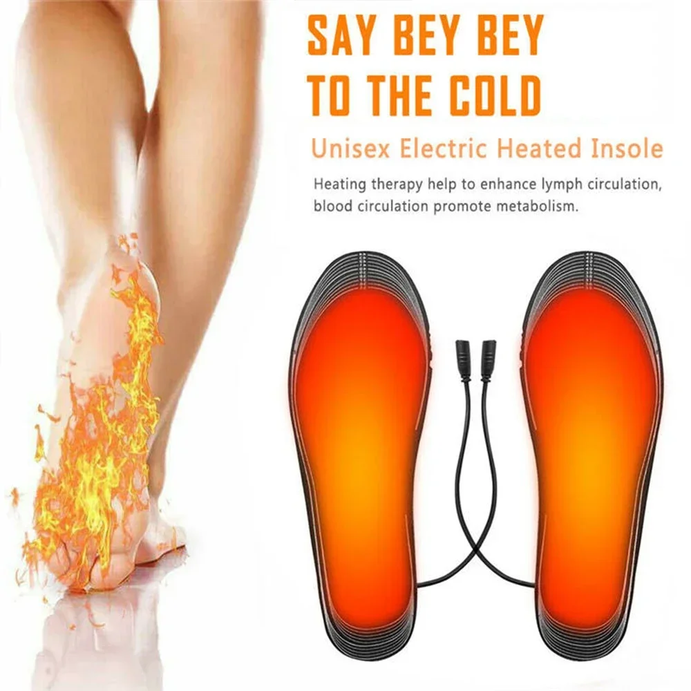 1 Pair USB Heated Insoles Winter - Full Foot Heating Electric Foot Warmers Unisex Washable Thermal Shoe Sock Pads