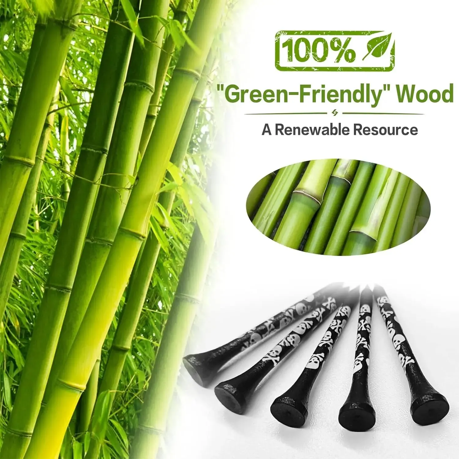 Golf Tees Wood 83mm 70mm Bamboo Tee Value 50/100 Pcs,Durable Colored Wooden Tee 70mm 83mm Used for Practice Mat Driving Range