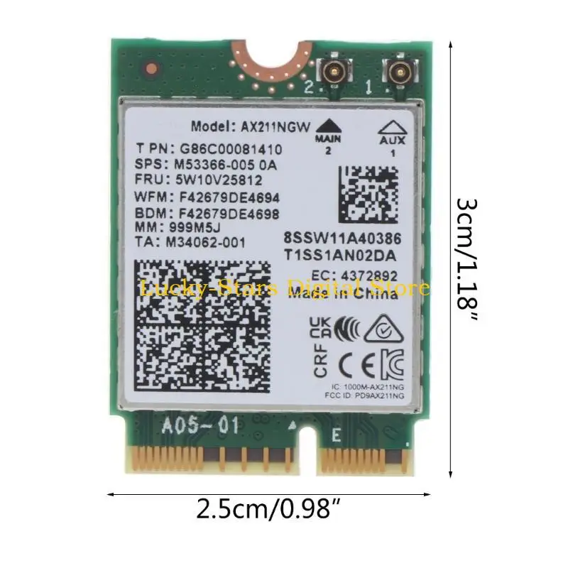 T3EE M.2 Kunci E Nirkabel Kartu Jaringan 2.4G 6GHz Kartu WiFi Kompatibel BT 5.2