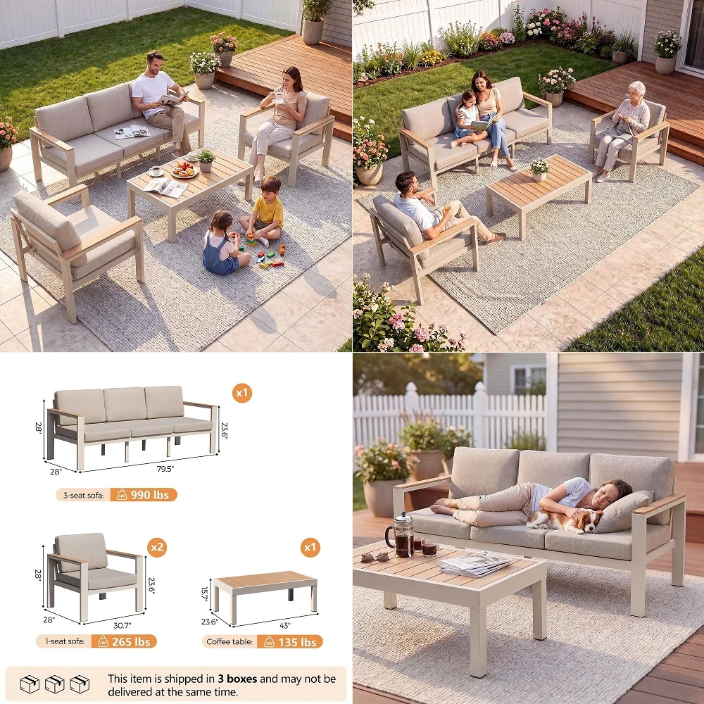 

8Piece Patio Furniture Set, Wicker Outdoor Furniture with Water Resistant Thick Cushions, Patio Conversation Set Outdoor Sectio