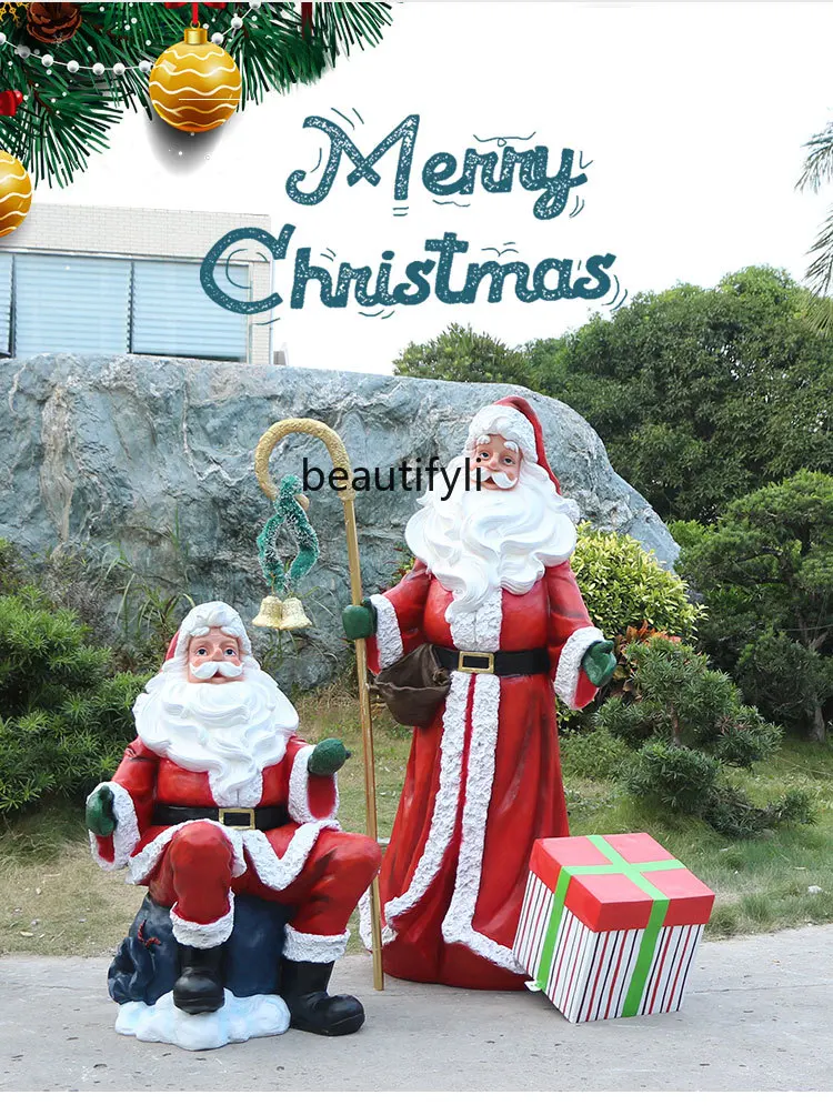 Christmas Santa Claus Sculpture Outdoor Large FRP Ornaments