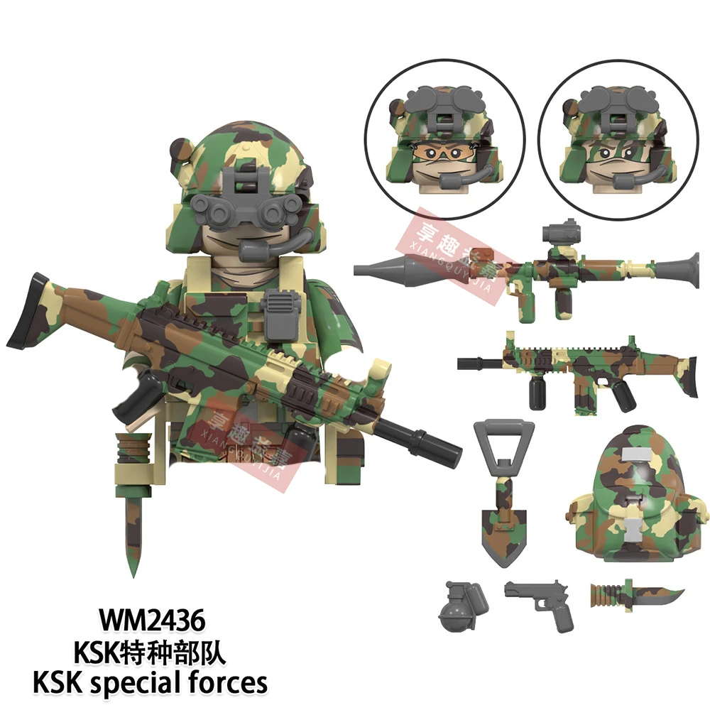 X0300 MOC Military Building Blocks Bricks Anime Mini Action Soldier Figures Diy Assembly Toys Kids Birthday Gifts WM2207 WM6147