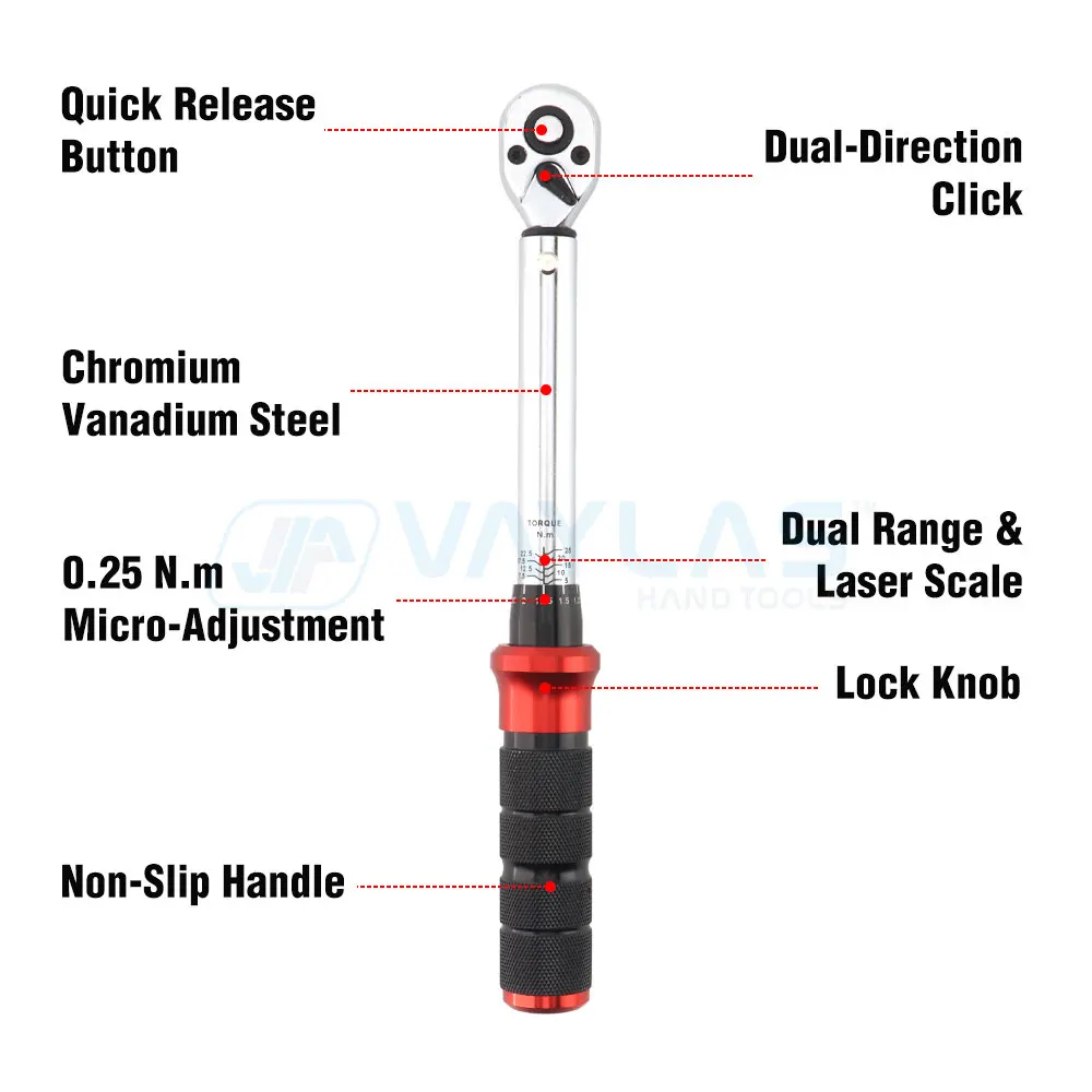 1/4 Drive Click Torque Wrench 5 to 25 N.M 4.6 to 19.4 LB.FT Mountain Road Bicycle Maintenance Tool Bike Torque Ratchet Wrench