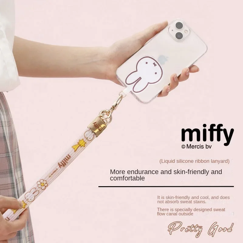 Miffy-クロスボディ,ハンギングチェーン付き携帯電話ストラップ,クリップペンダント,バックストラップ,キー,ケース,インターネットセレブマット