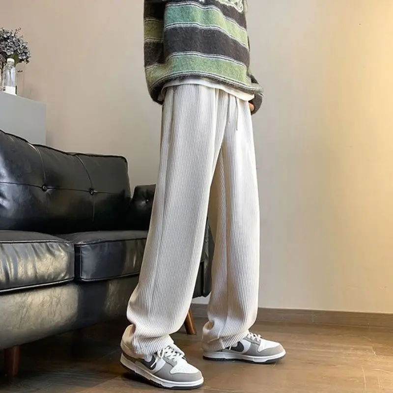 Pantalones de chándal de pierna ancha de cilindro recto, pantalones casuales sueltos que combinan con todo, bolsillos sólidos, estilo de moda KPOP, Harajuku Slim Fit