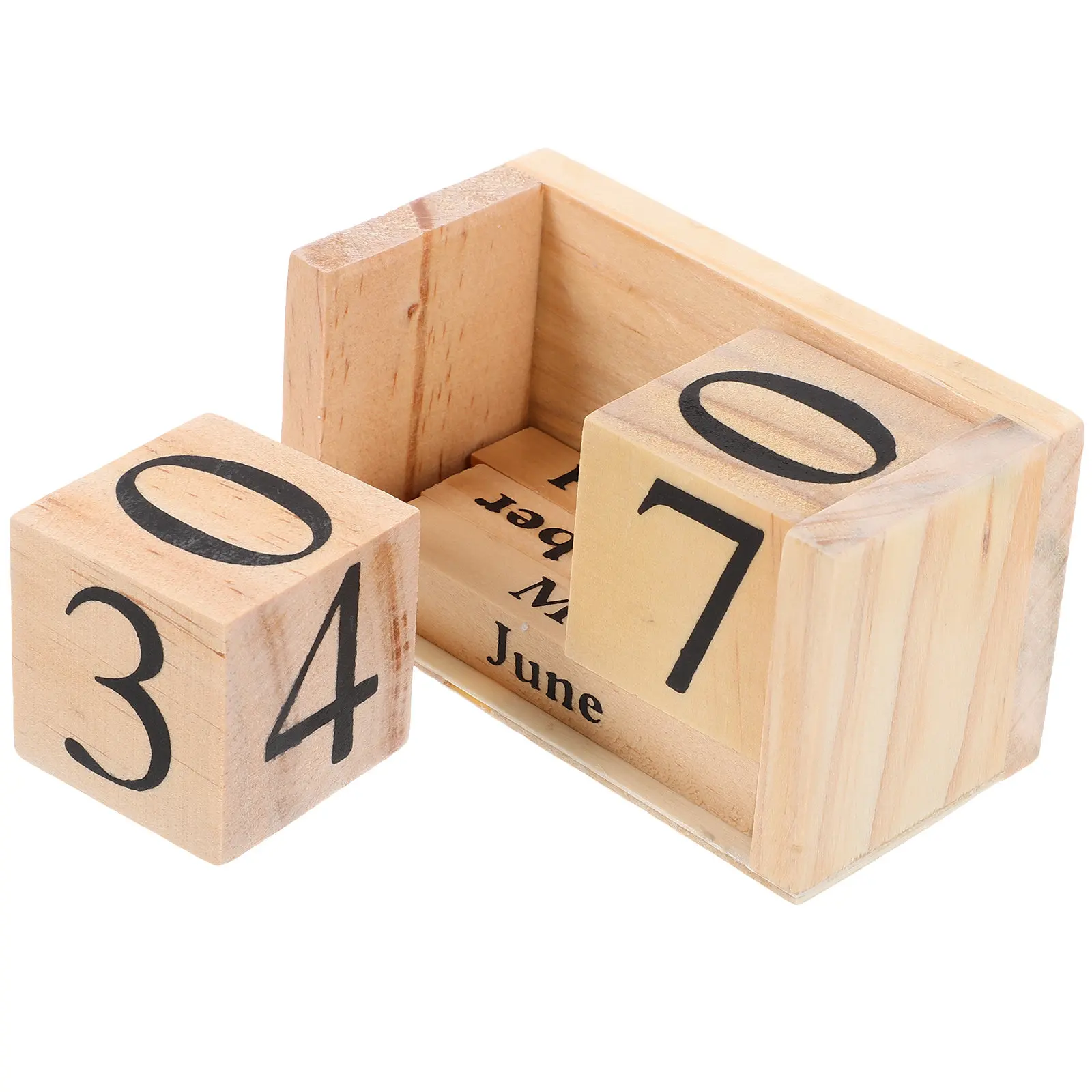 

Perpetual Desk Calendar with Wooden Blocks Modern European Style Calendar for Office Bedroom Decor Functional Tabletop