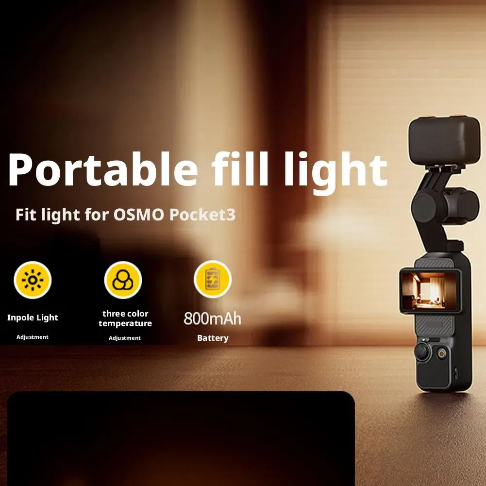  ل dji Pocket3 ملء ضوء Osmo عمل كاميرا إكسسوارات مضيئة صغيرة Selfie ضوء 800mAh قابلة للشحن مساعد توسيع الضوء