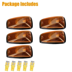 5PCS Amber LED Cab Marker Roof Lights 11516638 15599040 15691885 264159BK For 1988-2002 Chevy/GMC Pickup Trucks