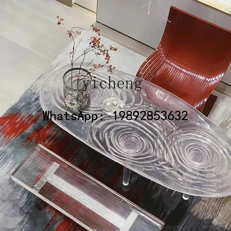 AA  light luxury household crystal coffee table transparent resin   whirlpool dining table modern sample tea table