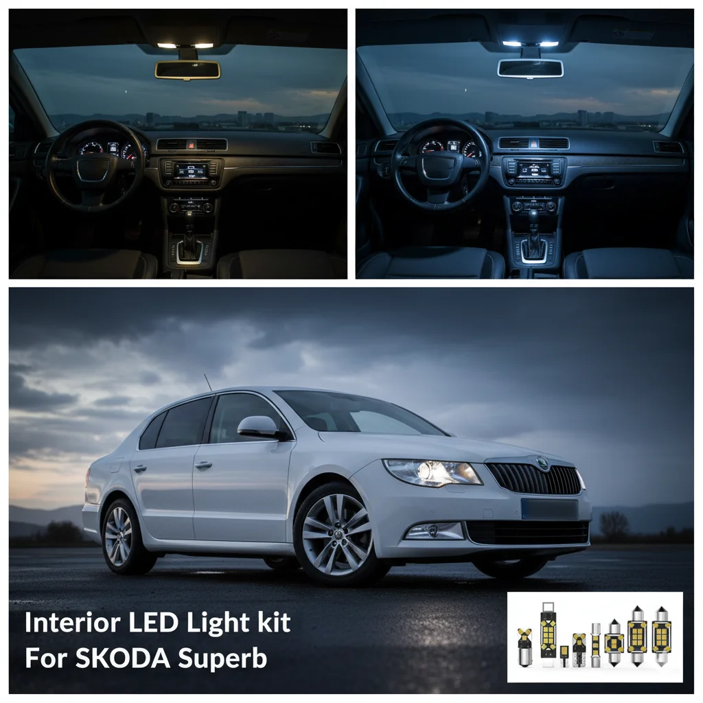 For SKODA Superb MK2 3T4 3T5 Estate Sedan 2009 2010 2011 2012 2013 2014 2015 Car Interior Light LED Kit White Canbus