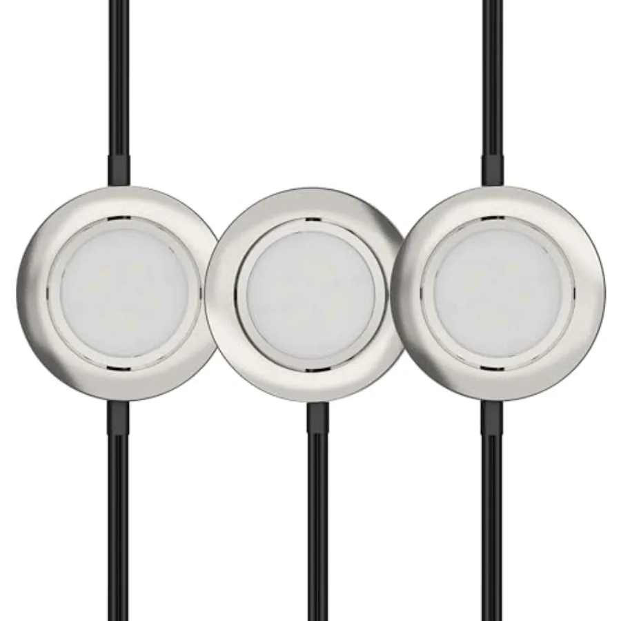 

LED Puck Lights 3-Pack, 2.75" Metal Housing, Wall-Dimmer Compatible, 2700K Warm, Finish, Plug-in or Hardwired, ETL Listed, IN-0