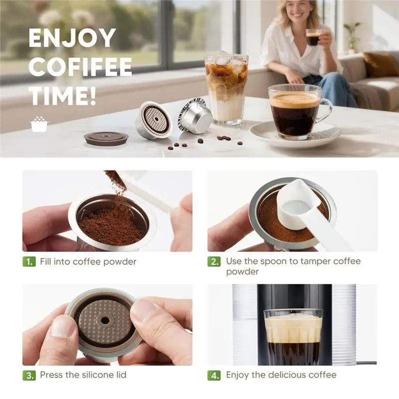 AC39-For Nespresso VERTUO Compatible Reusable Coffee Pod Stainless Steel Capsule For Nespresso Vertuo Refillable Caffeine Delive