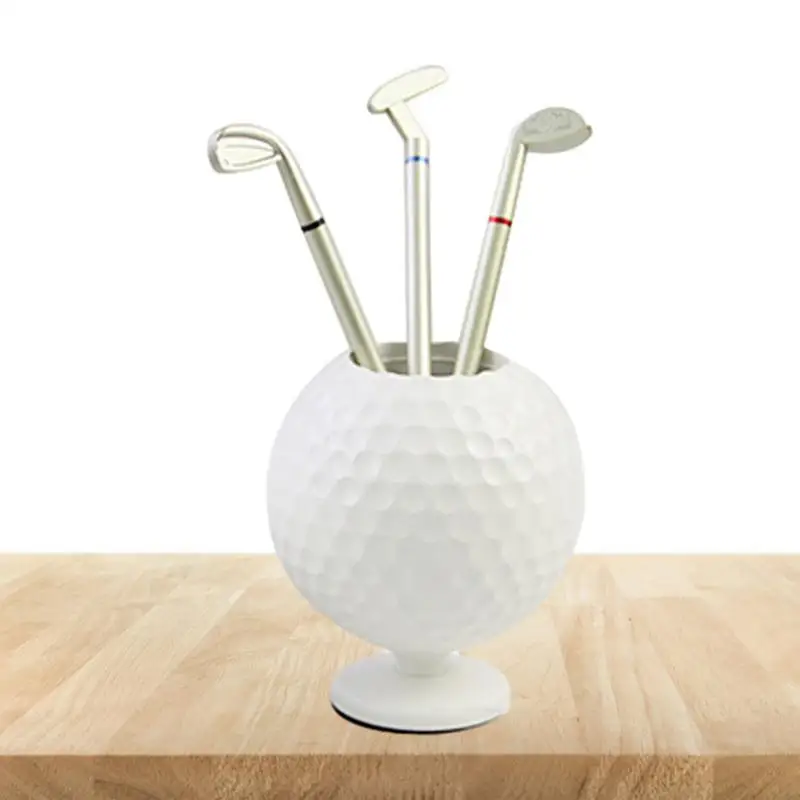 Creative Pen Holder Golf Ball Model Pencil Holder Golf Desktop Gift Souvenir With Anti-Slip Base For Fathers Women Men Golfer