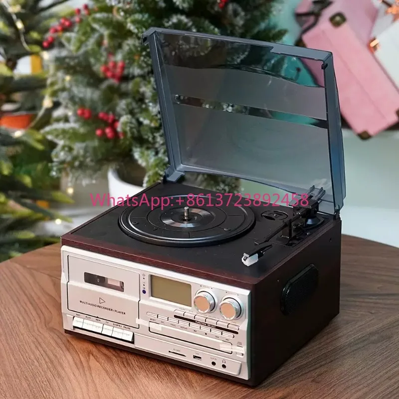 Retro Desktop Turntable Vintage Tape Player Multifunctional FM Radio Wireless Bluetooth  Speaker
