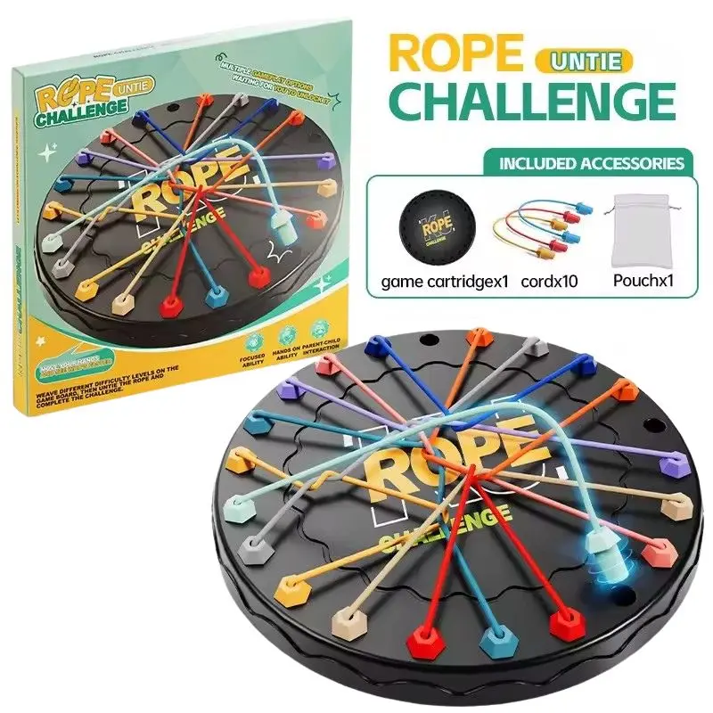 Kid Rope Knots Puzzle Social Board Game Color Line Twisted Connected Ropes Sorting Logic Thinking Challenge Strategy Table Game