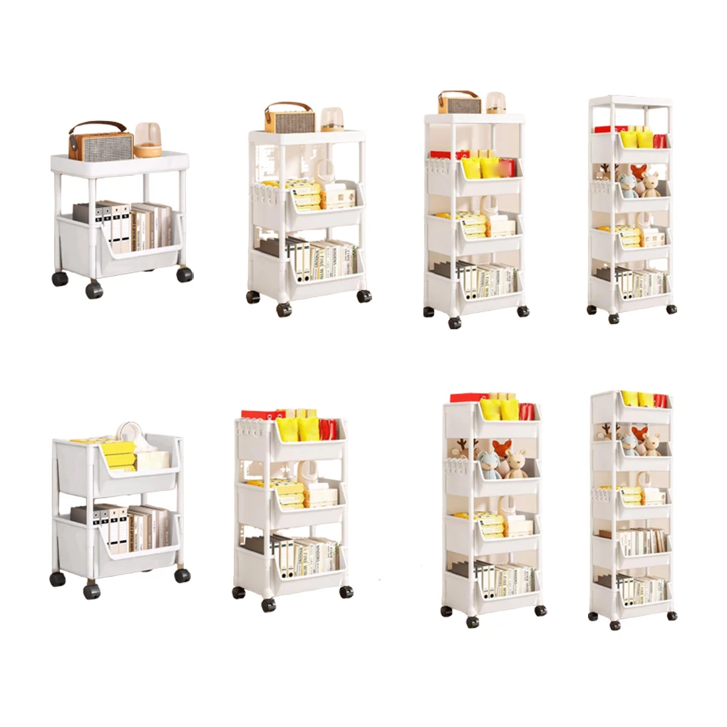 Trolley Bookshelf Kitchen Storage Rack Kitchen Corner Narrow Slit Storage Cabinet Bathroom Living Room Home Organizer