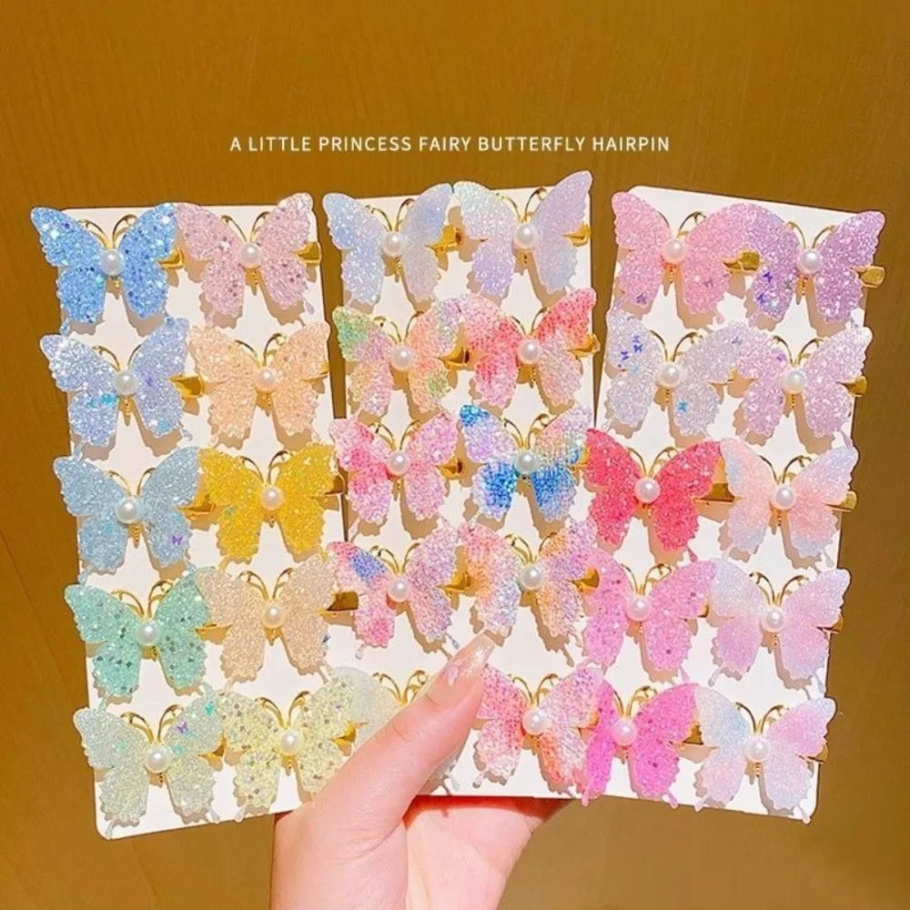

10Pcs New Exquisite Sequin Butterfly Hair Clip Do Not Hurt Hair Cute Bangs Hairpin Hearwear Gift
