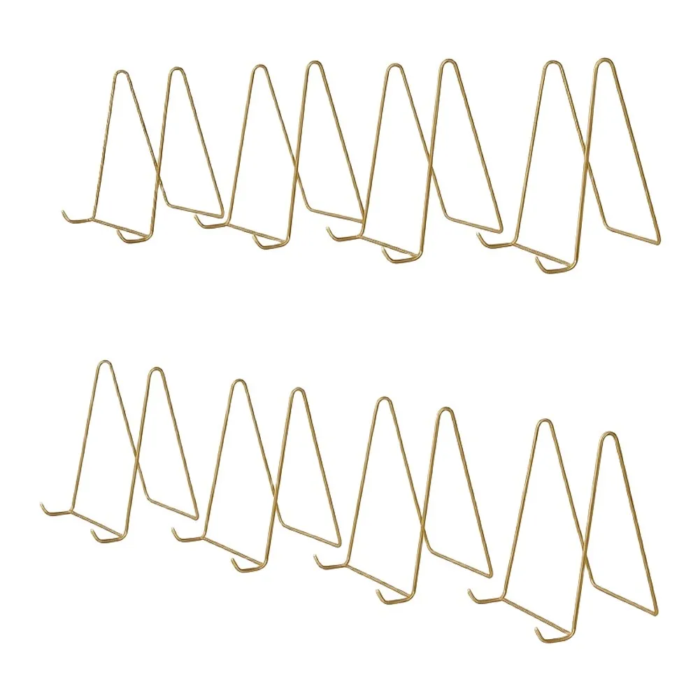 Set of 8 Gold Metal Display Stands for Photos Certificates Awards Mirrors Tabletop Decoration 9 13 15cm Dimensions