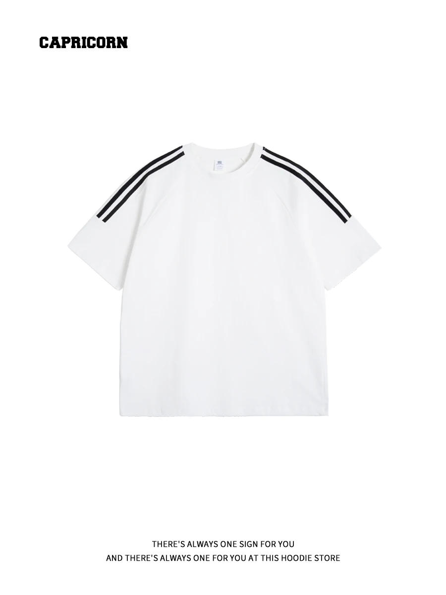 

Женская летняя модная футболка Capricorn American Sle Patchwork с коротким рукавом, из чистого хлопка, с маленьким воротником, плотная, брендовая