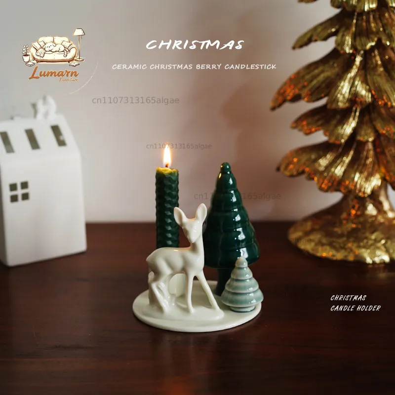 [Christmas] Exported to Nordic high temperature Christmas scene candle holder Christmas tree sika deer shape candle holder de