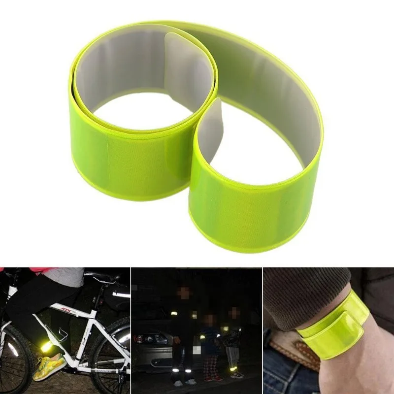 

1pc Reflective Tape glow in the dark Fluorescent Strip night running Warning Wristband Bike Safe Bicycle Bind Pants Leg Strap