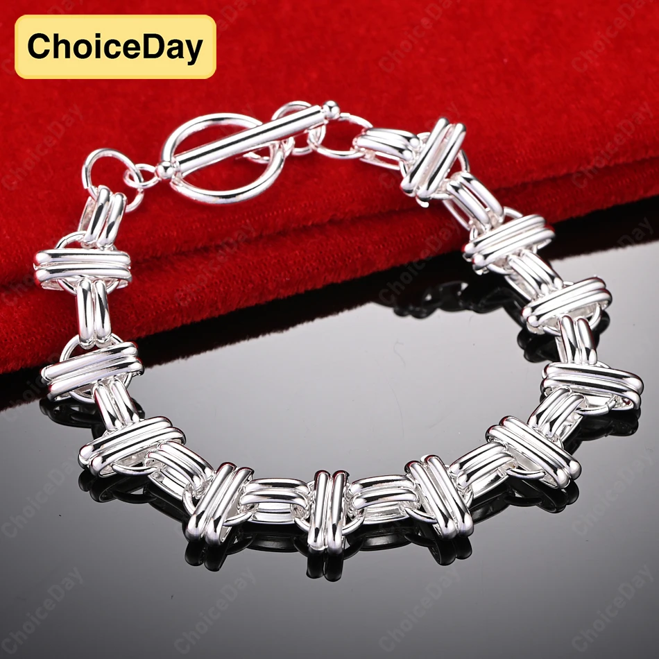 ChoiceDay 925 Sterling Silver 8 Inch 20cm Classic Braided Geometric Bracelet Women Jewelry Party Accessories Gift
