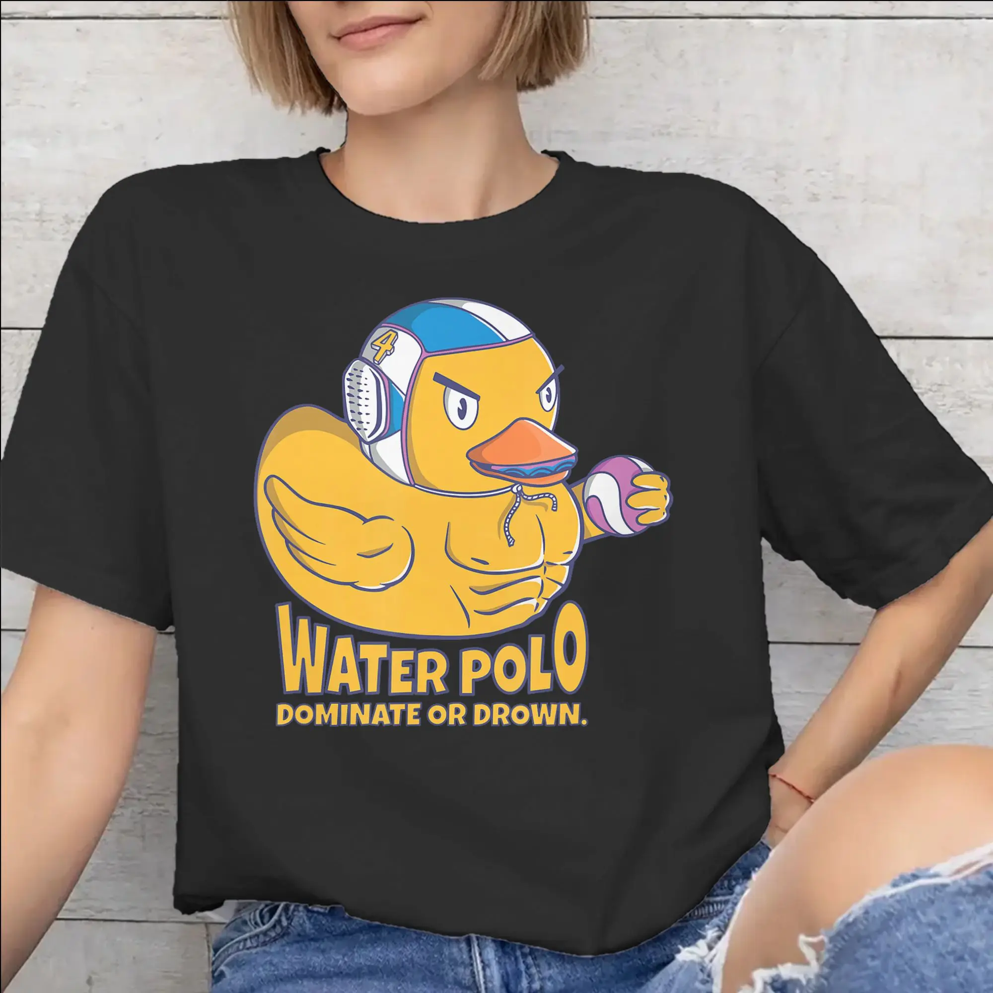 Water Polo Player  Printed T Shirt Men Women  100% Cotton  Tee Shirt Clothing