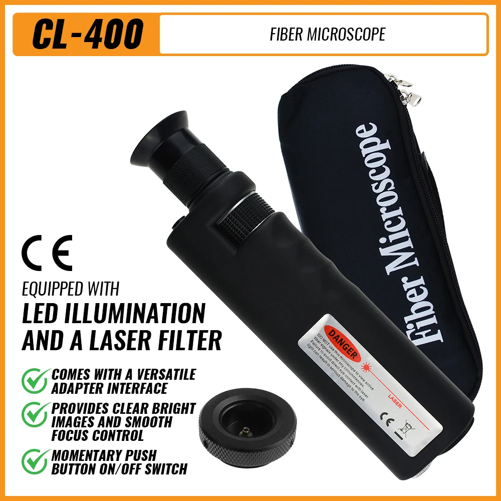 Optical Inspection Microscope Fiber 400x Coaxial Illumination (CL) Built in IR Filter With Non-Slip Rubber and Soft Carrying Cas