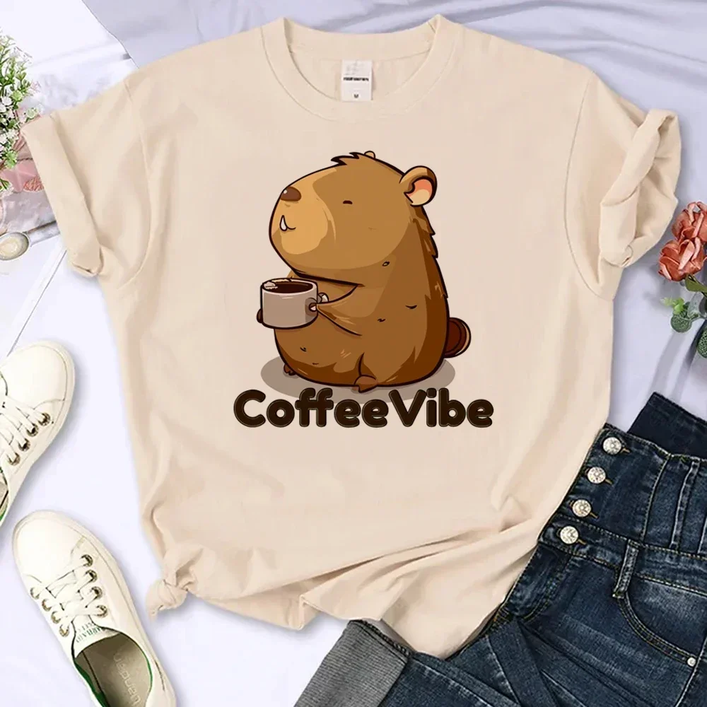 Pop Capybara Tee Women Anime Graphic Summer T-shirts Female Graphic Designer Clothing