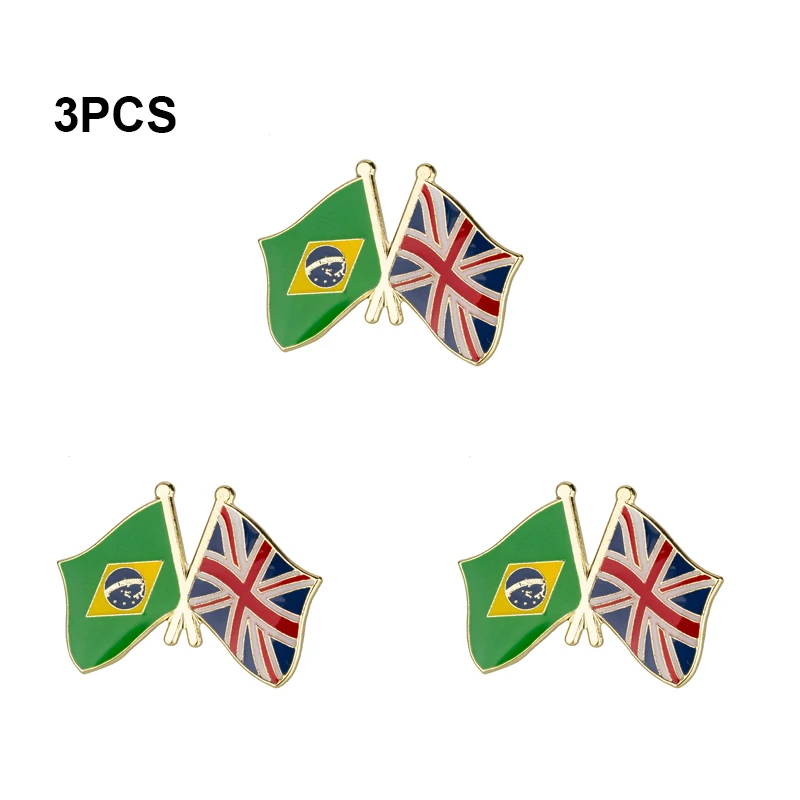 1-3-5-10-50-100 Stück Brasilien & Vereinigtes Königreich Abzeichen Brosche Nationale Anstecknadeln Flaggen-Anstecknadeln Länderflaggen-Abzeichen