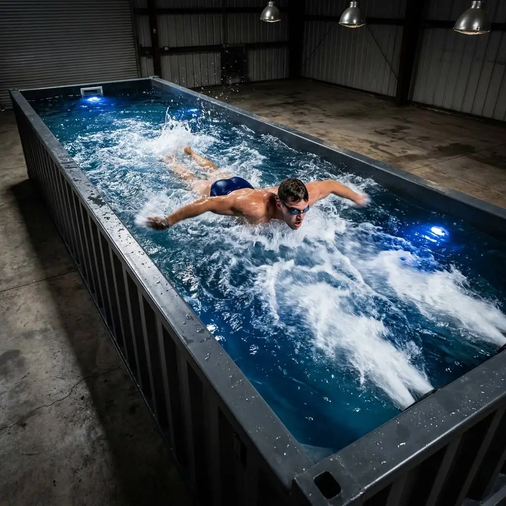 Classic 20ft 30ft 40ft Outdoor Container Swimming Pool With Clear Acrylic Observation Window Integrated Heater Cabinet