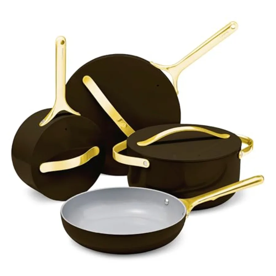 

Non-stick Ceramic Cookware Set 12 Piece for Kitchen Use Gray, PFAS PFOA Free, Oven Safe, All Stovetop Compatible