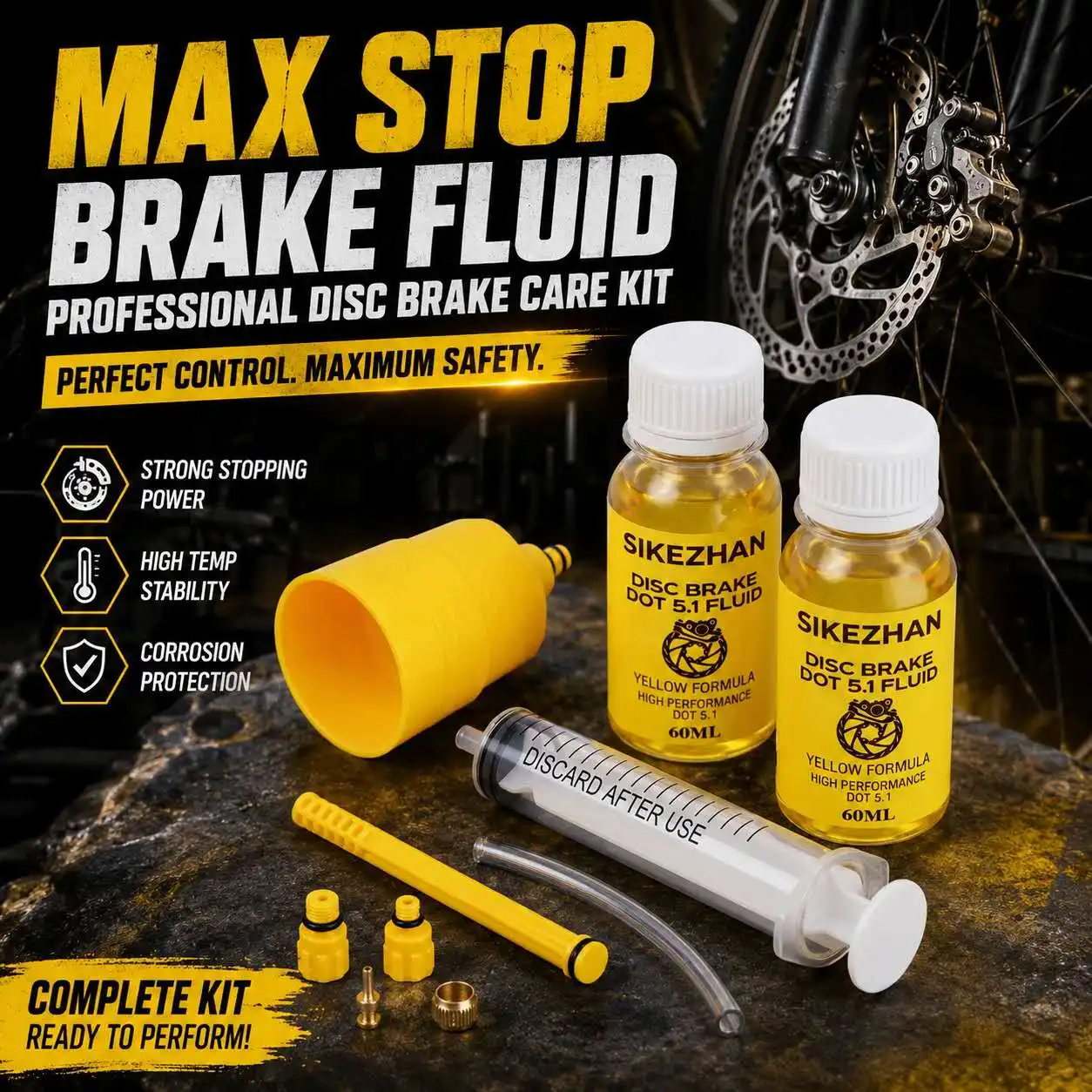 Mountain Road Bike Hydraulic Brake Bleed Kit DOT 60ml Portable Fluid Tool Set Disc Brake DIY Repair Maintenance TRP System