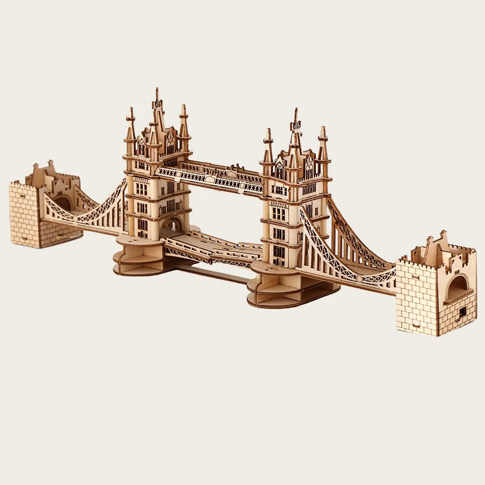 3D Puzzle Diy Wooden Toys Tower Bridge Assembled Model Adult Birthday Halloween Christmas Gift