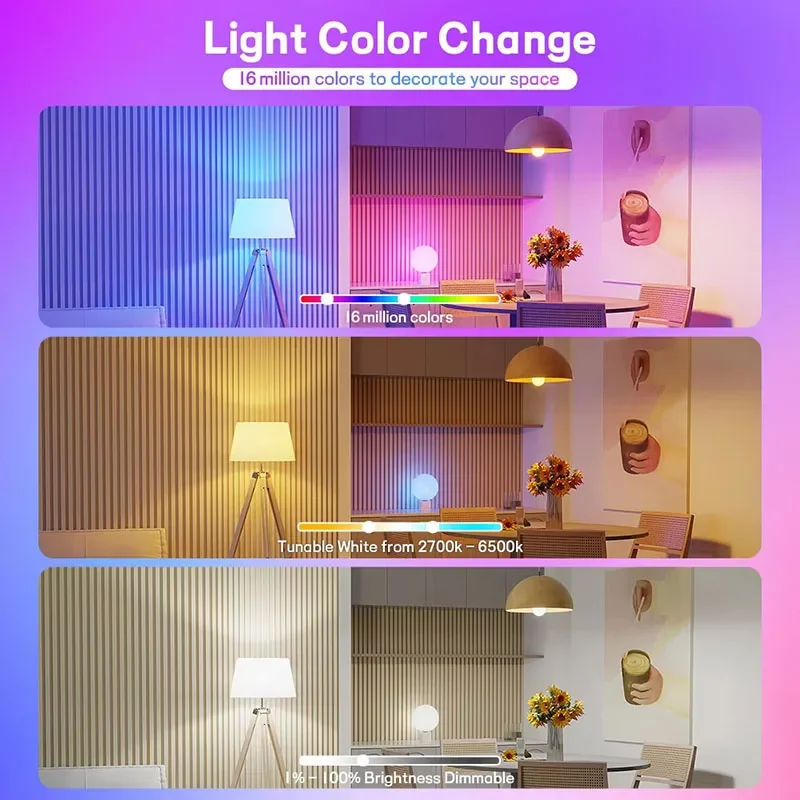 E27 E14 Gu10 Led Candle Spot Light, Wifi Zigbee Smart Bulb Rgb Dimmable 2700-6500k Voice Control, Compatible With Smart Life App