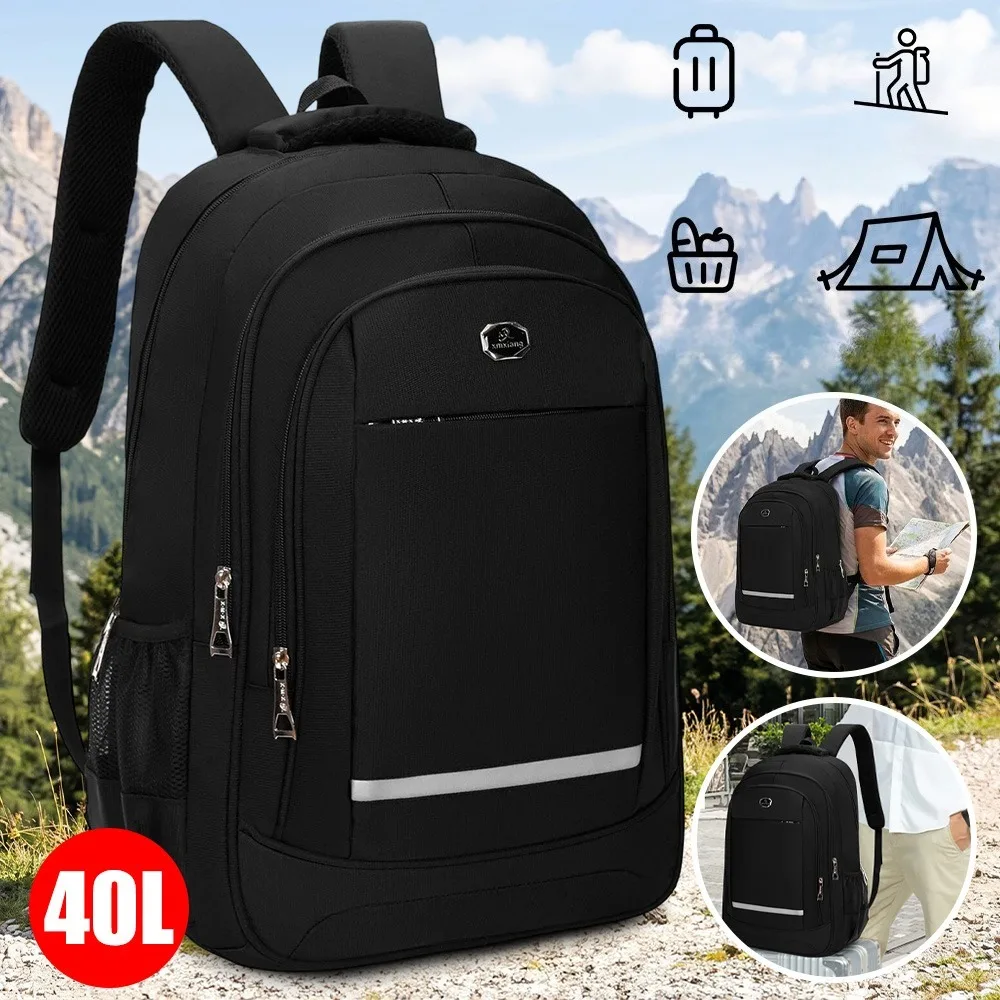 Großer 40L Laptop-Rucksack, Reise- und Wanderrucksack mit Mehreren Taschen und Verstellbaren Schultergurten für Camping
