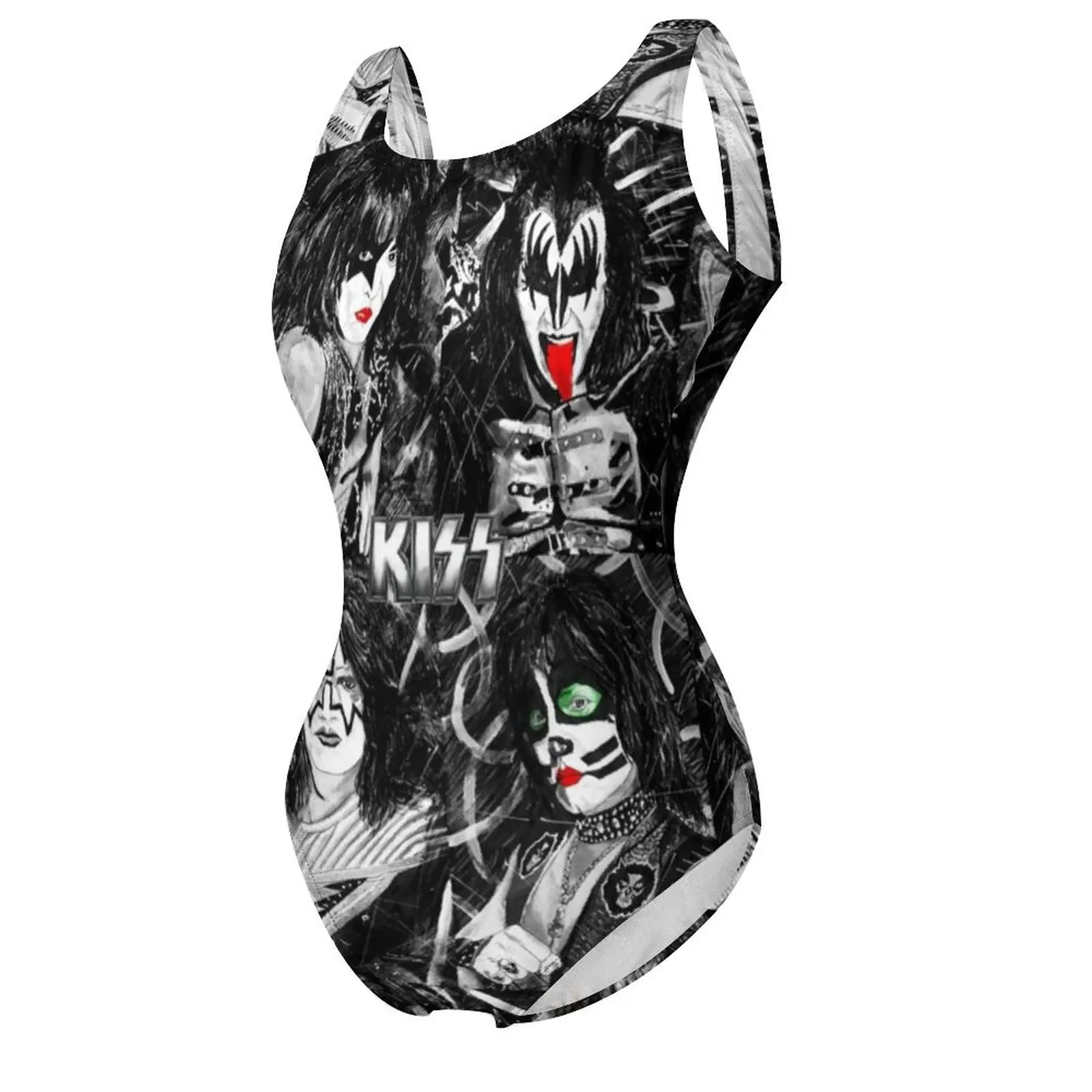 Kiss Band Print Swimsuit Sexy Colour Splash with Logo One Piece Swimwear Push Up Bodysuit Classic Beach Beach Wear image 5