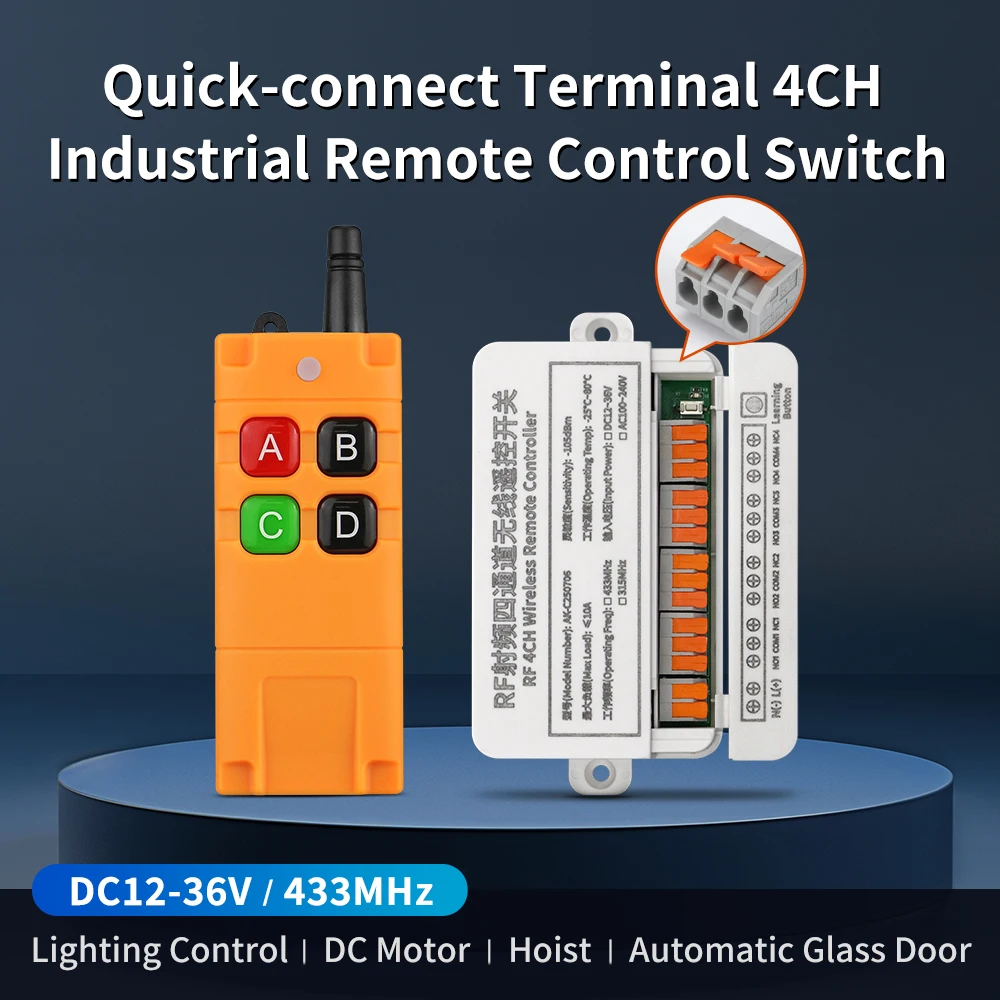 433mhz DC12V 24V 36V  relay switch  RF Wireless Remote Control   Receiver   Transmitter Electric bicycle/Fan/Motor/lighting