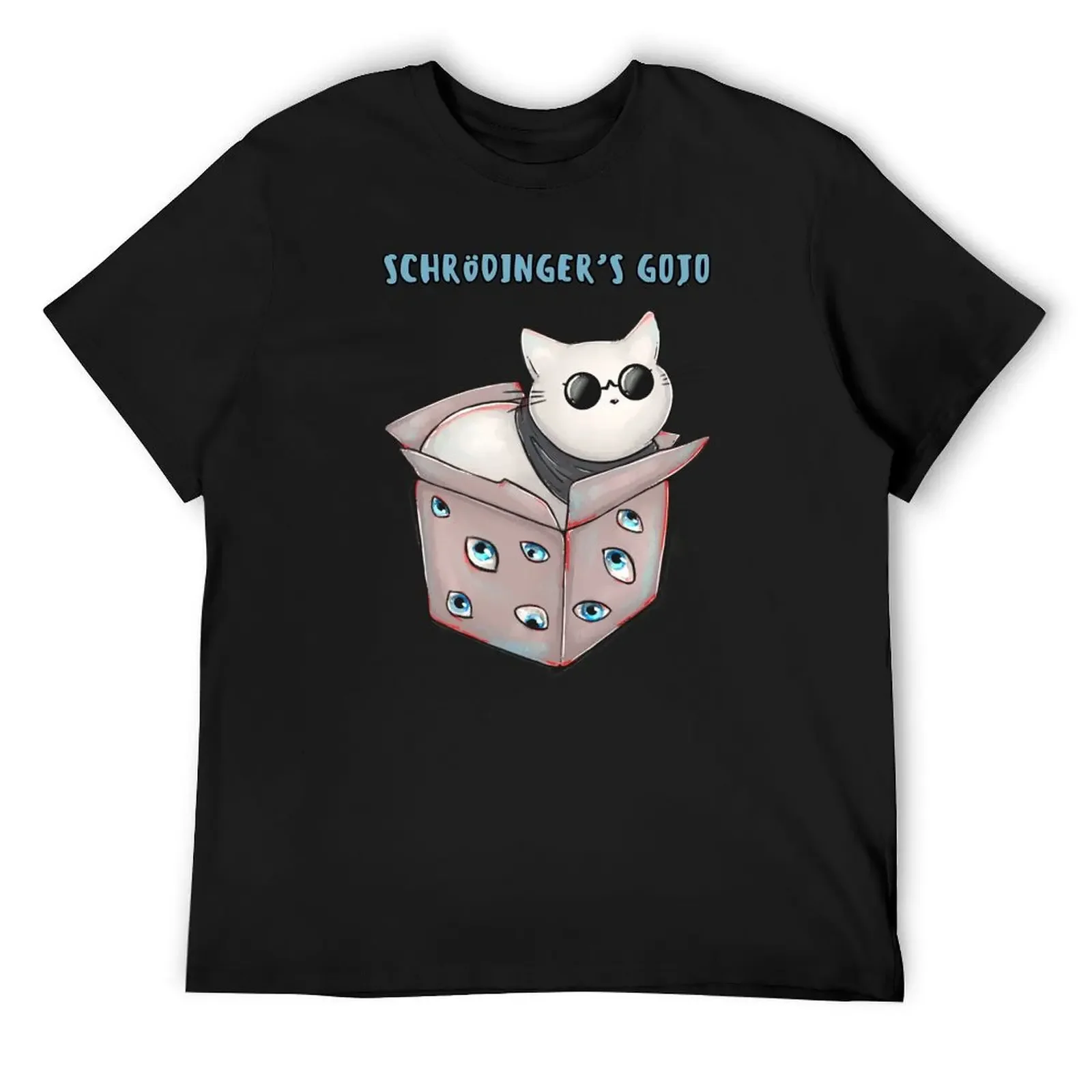 Schroedingers cat sorcerer with blue eyes and sunglasses T-Shirt anime plus sizes workout shirts for men