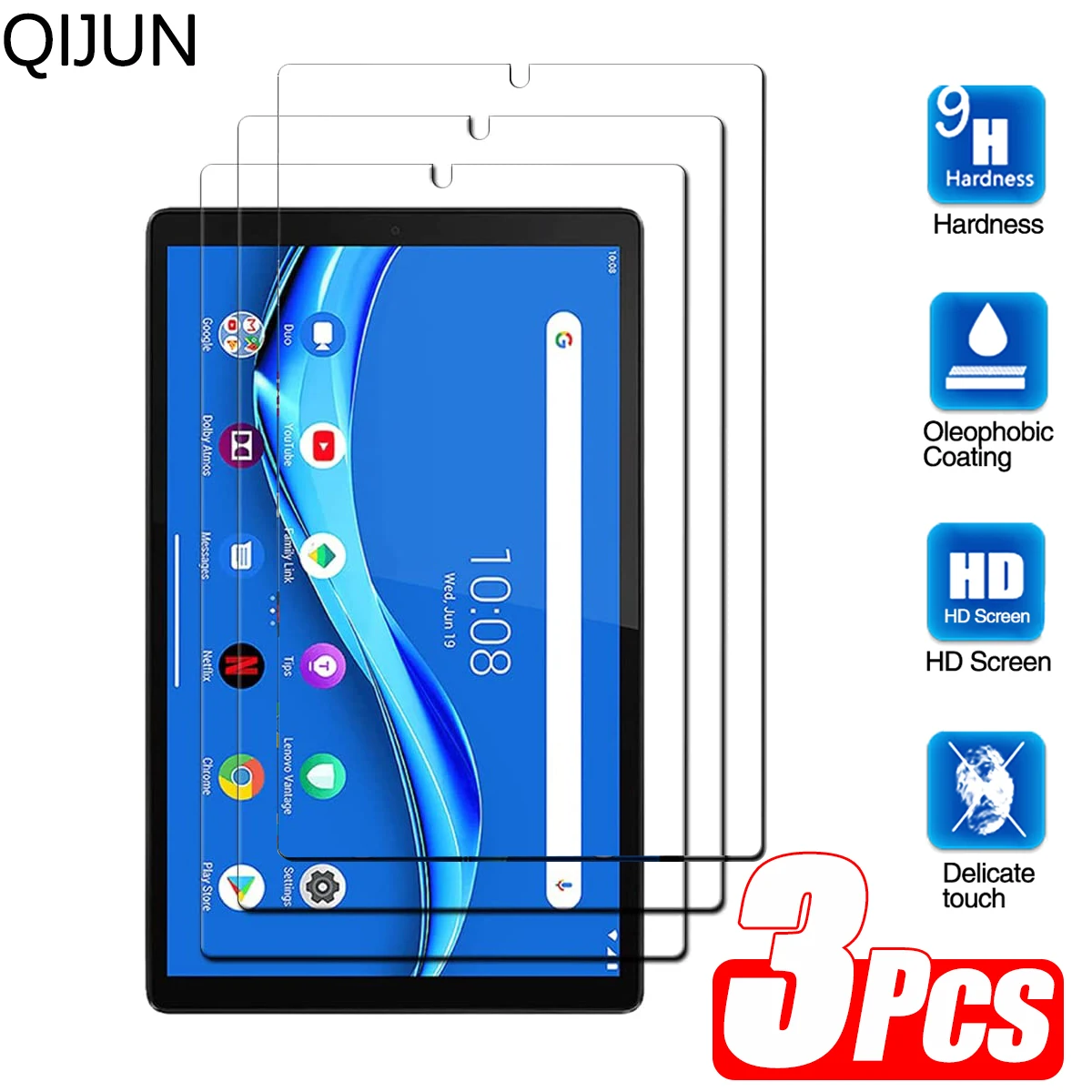 

3pcs Tempered Glass For Lenovo Tab M10 HD Plus 2nd 3rd Gen 10.3 10.1 10.6 TB-X605F X606F X306F TB-128FU Screen Protector Film