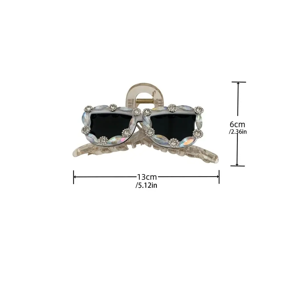 Gafas de sol acrílicas creativas para mujer, pinza para el pelo con diamantes de imitación de cristal brillante, tocado