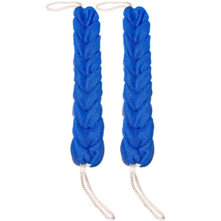 

Long Stretch Back Sponge with Rope Handles Back Scrubber Bath Shower Mesh Sponge Exfoliating Body Scrub Stretch Braided Loofah