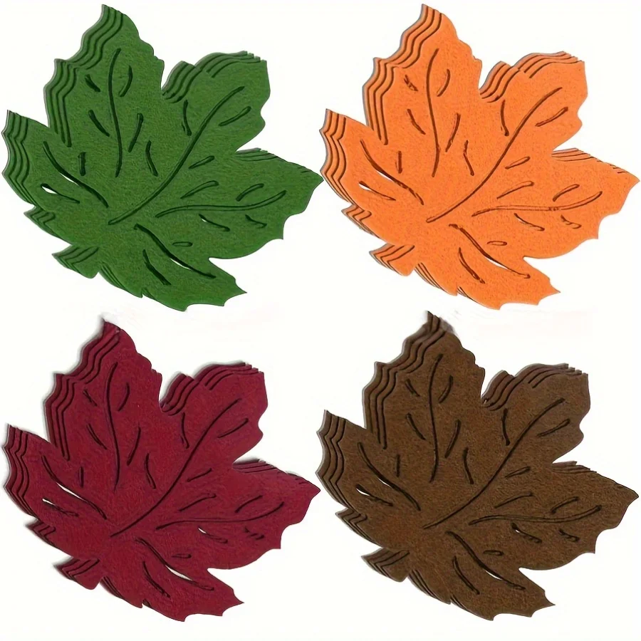 Wooden Maple Leaf Coasters Fall Autumn Table Decor Wood Leaf Placemat for Thanksgiving Dining Table Home Party Tabletop Ornament