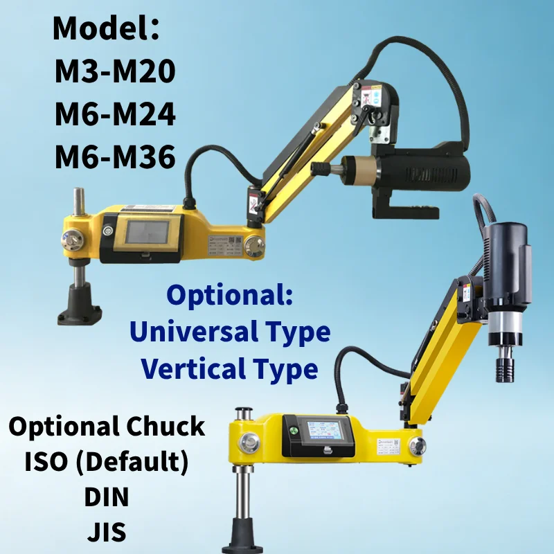M3-M20 M6-M36 Vertical Universal Electric Tapping Machine Servo Motor Easy Arm with Chucks for Threading and Drilling Machine