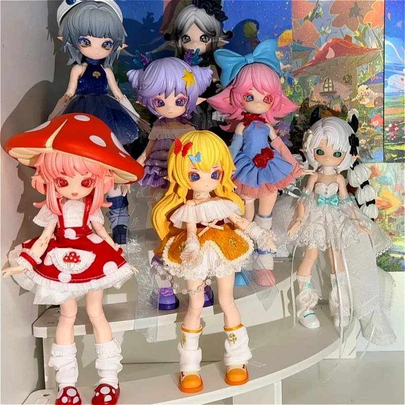 

New Mushroom 1/12 Bjd Series Blind Box Kawaii Handmade Toy Decor Mobile Doll Cute Ornaments Desktop Girl Birthday Exquisite Gift