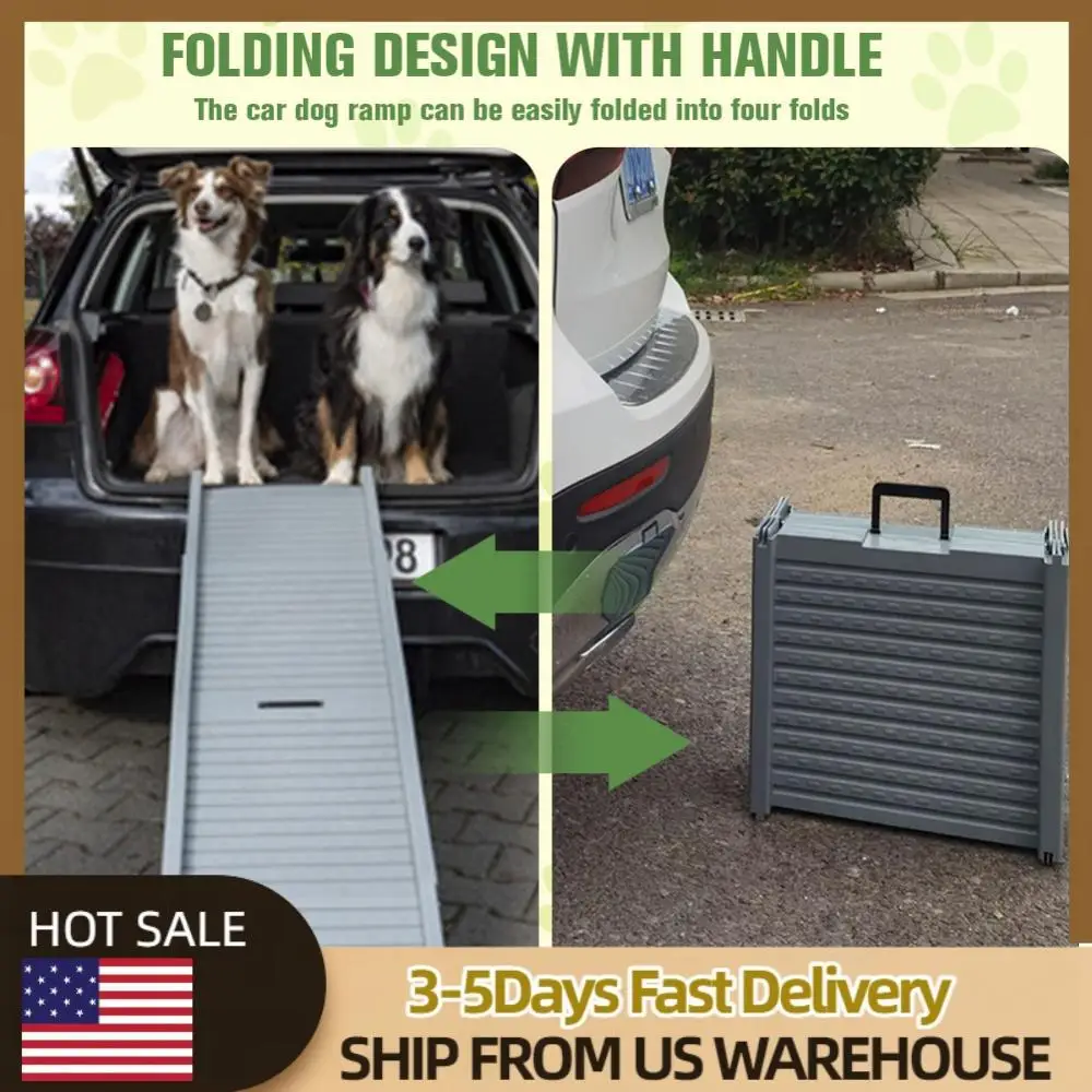 

Folding Portable Pet Stair Ramp Non-Slip Rug Surface Dog SUV & Truck Ramp 59x15.8 Inch Pet Ramp Stairs for Large Dogs SUV Truck