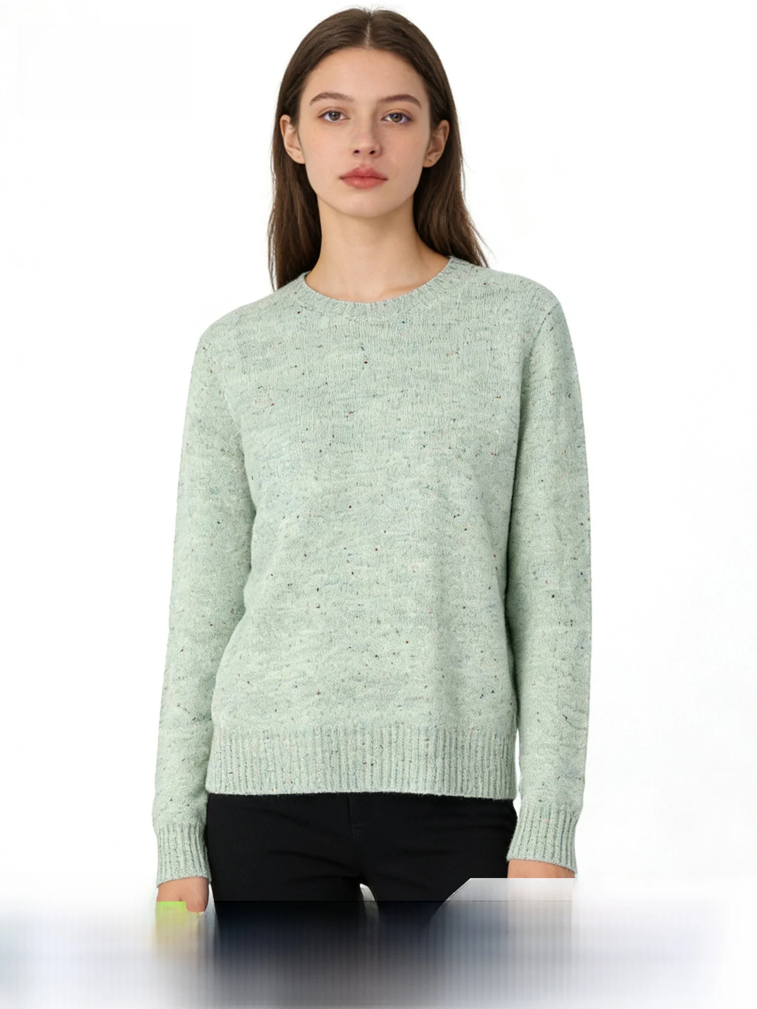

Warm Casual Women's Wool Sweater round Ne Soft Fce Yarn SNOW FLNG Autumn Winter New Sle Comfortable Ladies Knitwear