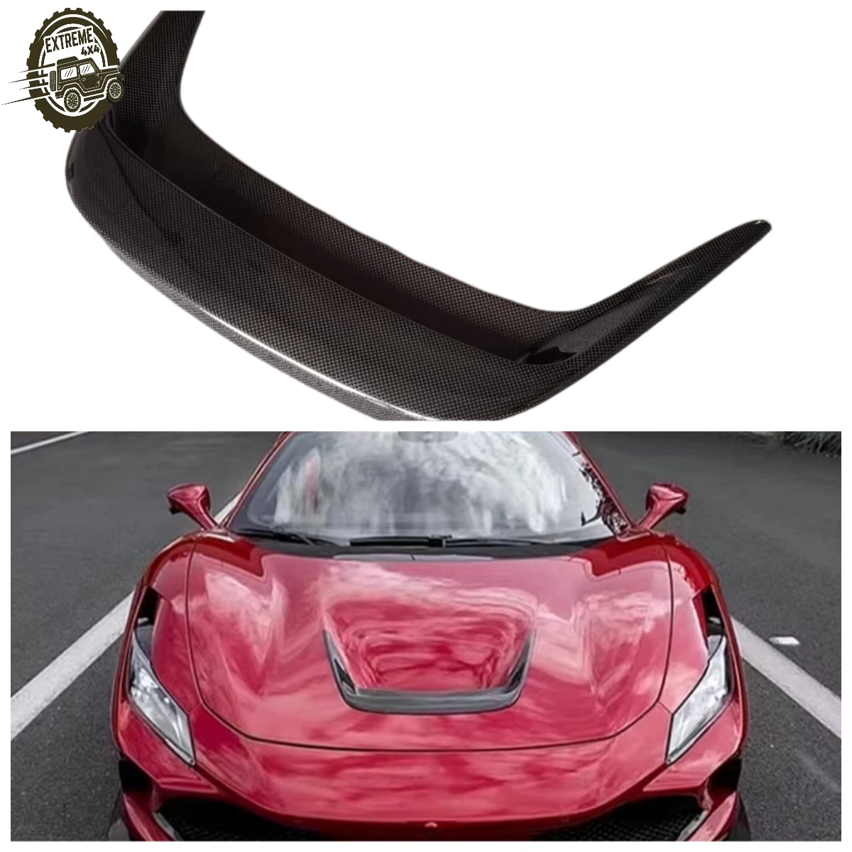 

OEM Style Dry Carbon Fiber Hood Trim Suitable for Ferrari F8 Body Parts Upgrade