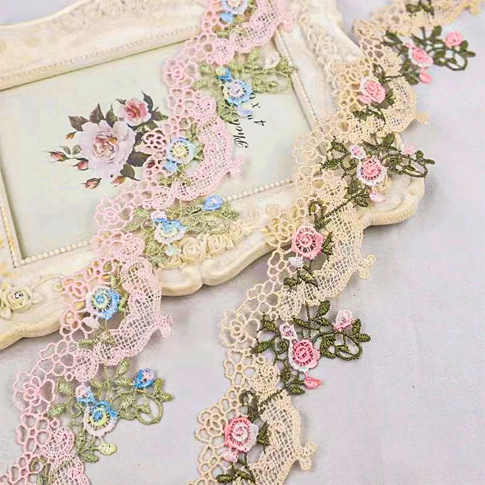 Floral Lace Trim Edge Sewing Craft Flower Ribbon Vintage Style Trimmings Edging for Diy Brides Dress Clothing & Hair Accessories