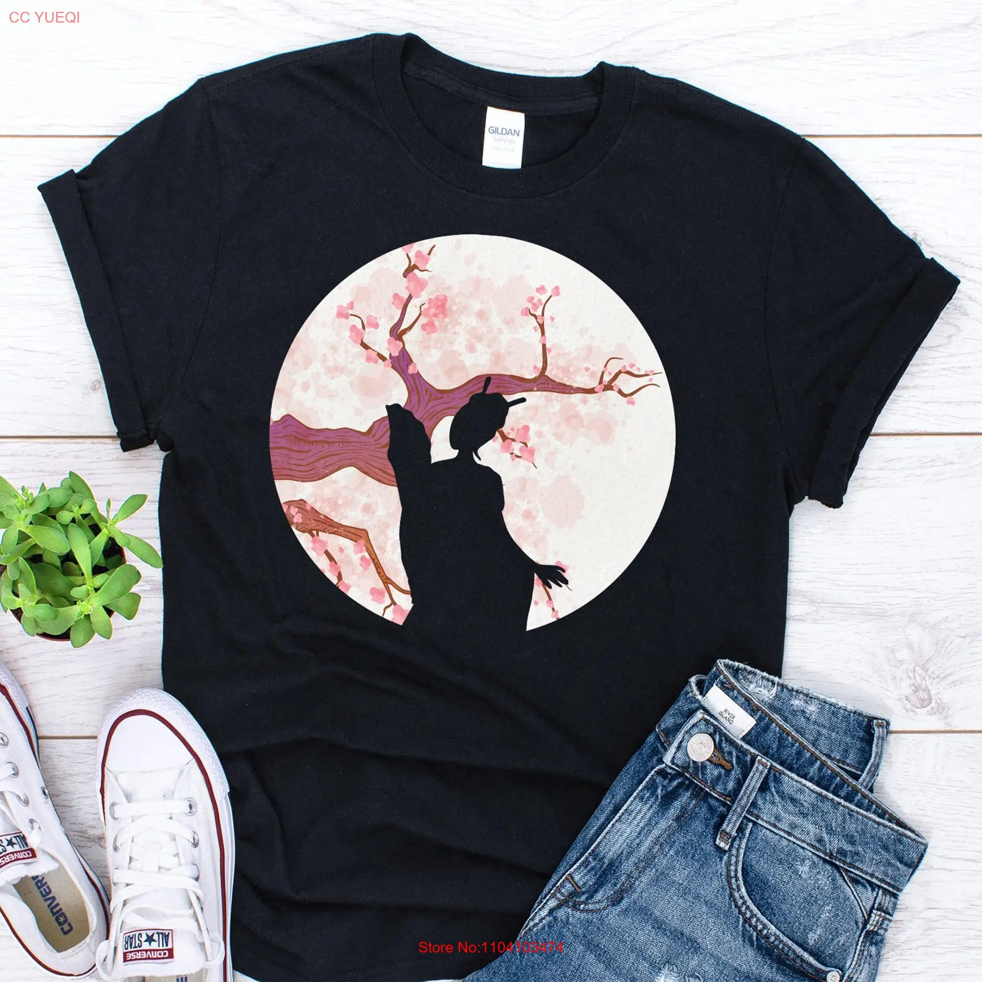 Geisha Sakura Blossom T Shirt Japanese Art Cherry Geiko Harajuku Streetwear s long or short sleeves